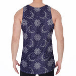 Boho Sun And Moon Pattern Print Men's Velvet Tank Top