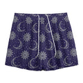 Boho Sun And Moon Pattern Print Mesh Shorts