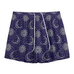 Boho Sun And Moon Pattern Print Mesh Shorts