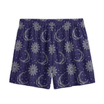 Boho Sun And Moon Pattern Print Mesh Shorts