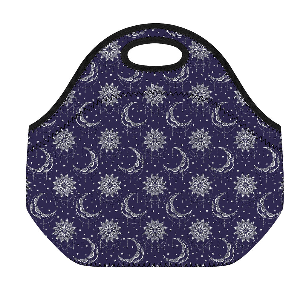 Boho Sun And Moon Pattern Print Neoprene Lunch Bag