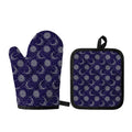 Boho Sun And Moon Pattern Print Oven Mitt And Pot Holder Set