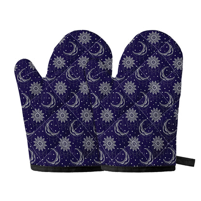 Boho Sun And Moon Pattern Print Oven Mitts