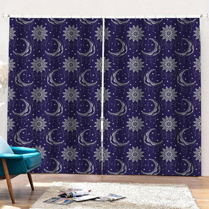 Boho Sun And Moon Pattern Print Pencil Pleat Curtains