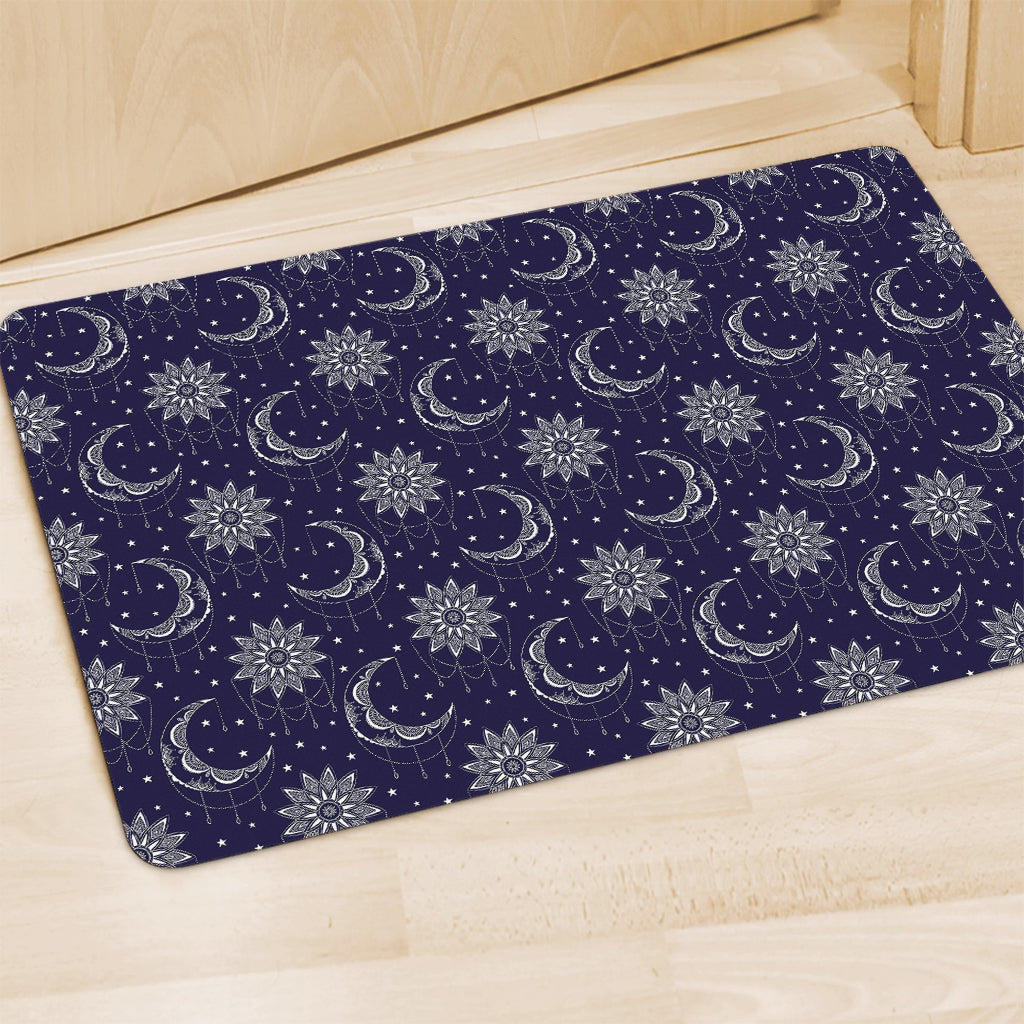 Boho Sun And Moon Pattern Print Polyester Doormat