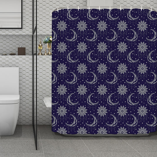 Boho Sun And Moon Pattern Print Polyester Shower Curtain