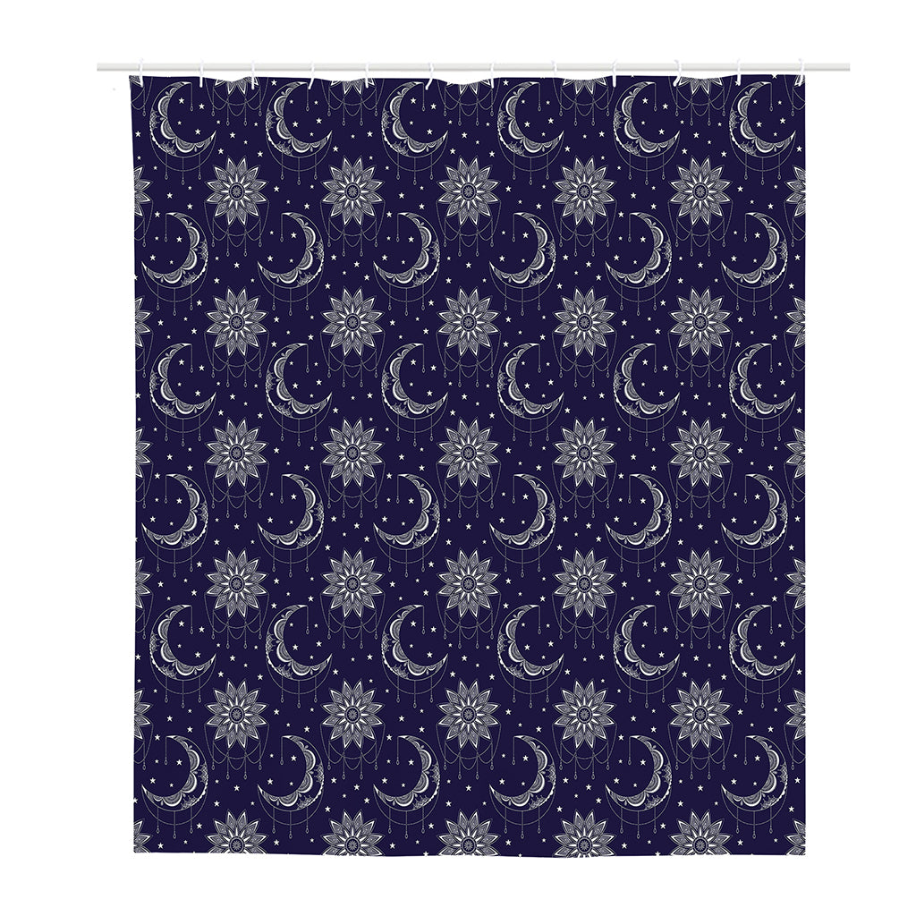 Boho Sun And Moon Pattern Print Polyester Shower Curtain