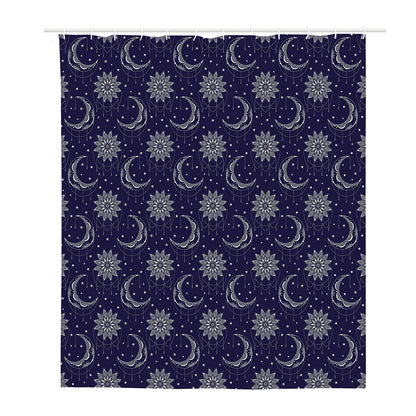 Boho Sun And Moon Pattern Print Polyester Shower Curtain