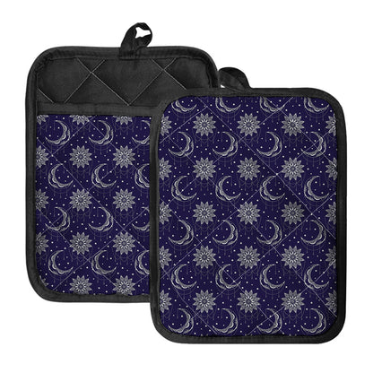Boho Sun And Moon Pattern Print Pot Holders With Pocket