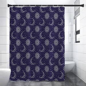 Boho Sun And Moon Pattern Print Premium Shower Curtain