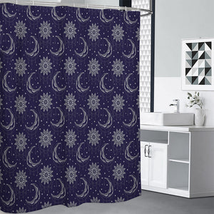 Boho Sun And Moon Pattern Print Premium Shower Curtain