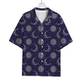 Boho Sun And Moon Pattern Print Rayon Hawaiian Shirt