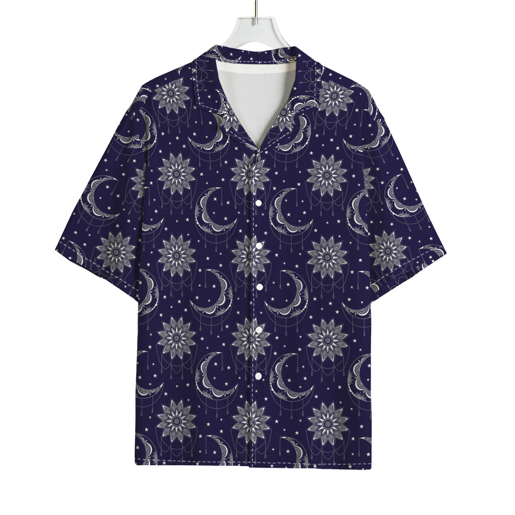 Boho Sun And Moon Pattern Print Rayon Hawaiian Shirt