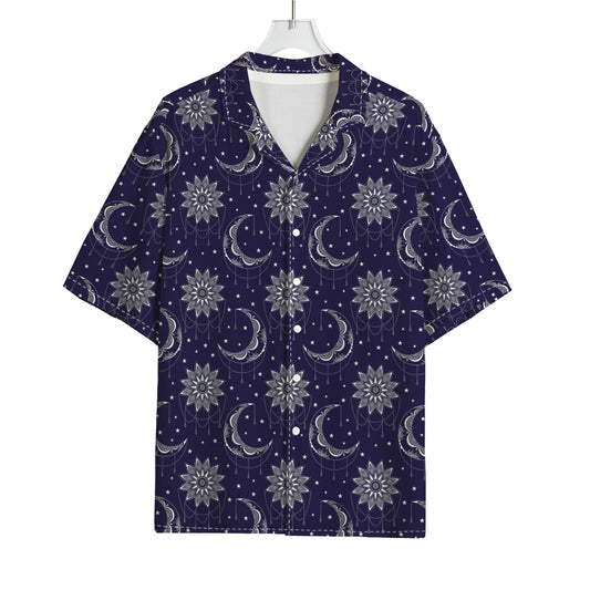 Boho Sun And Moon Pattern Print Rayon Hawaiian Shirt