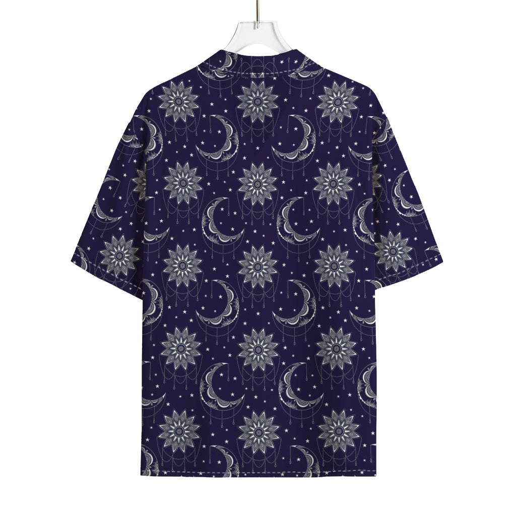 Boho Sun And Moon Pattern Print Rayon Hawaiian Shirt