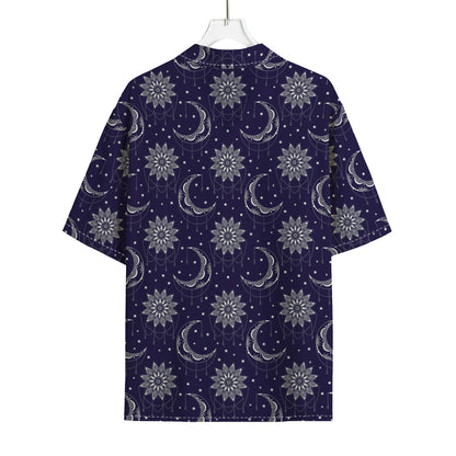 Boho Sun And Moon Pattern Print Rayon Hawaiian Shirt