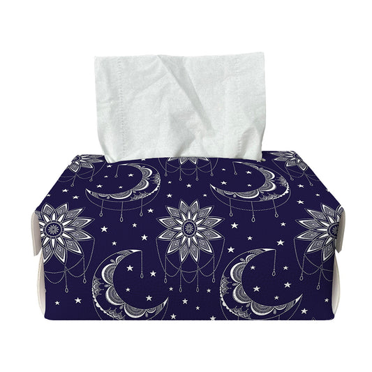 Boho Sun And Moon Pattern Print Rectangle Tissue Box Cover