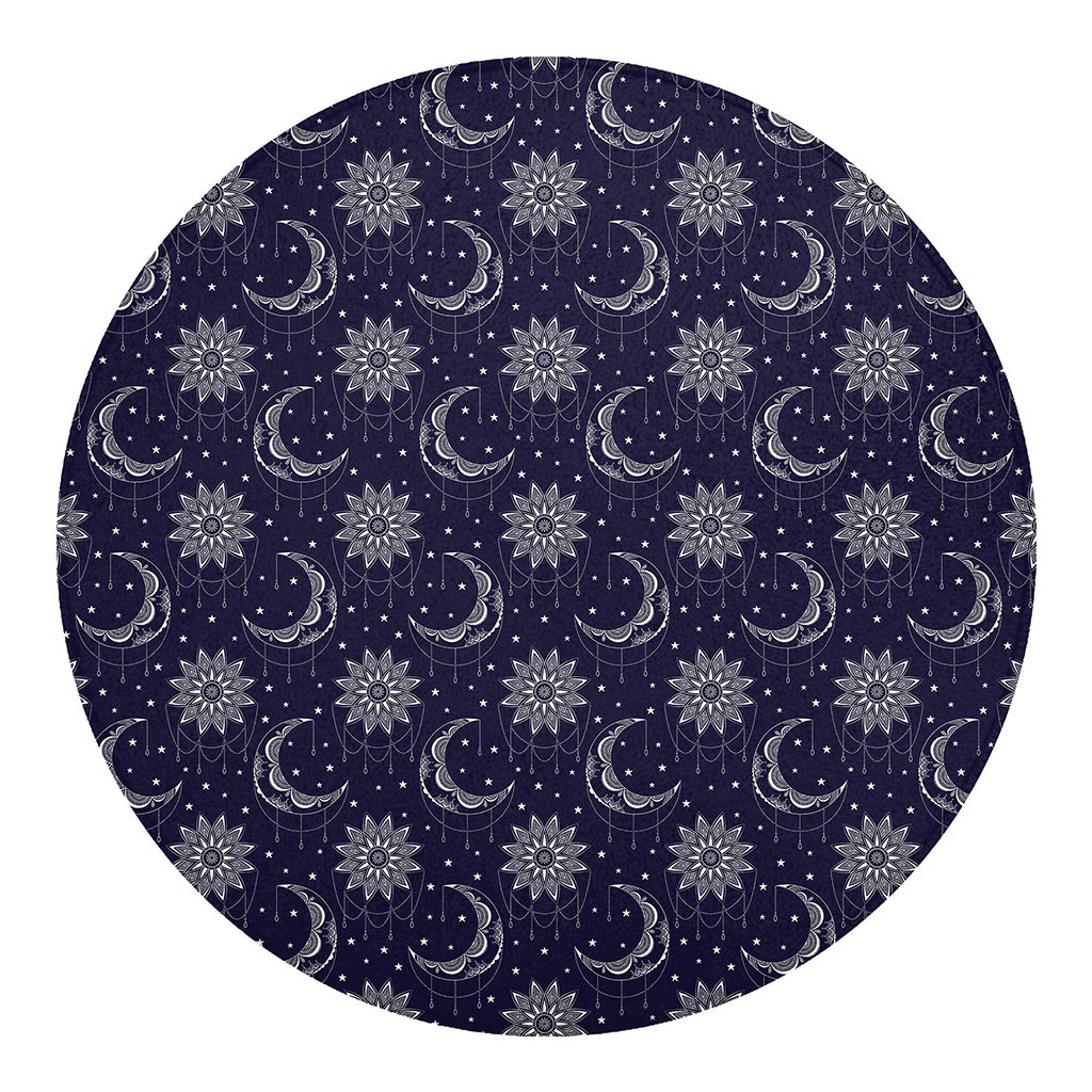 Boho Sun And Moon Pattern Print Round Blanket