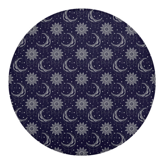 Boho Sun And Moon Pattern Print Round Blanket