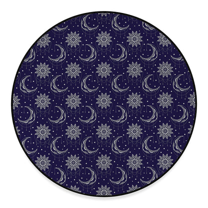 Boho Sun And Moon Pattern Print Round Floor Mat