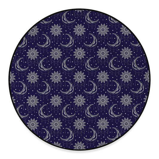 Boho Sun And Moon Pattern Print Round Floor Mat