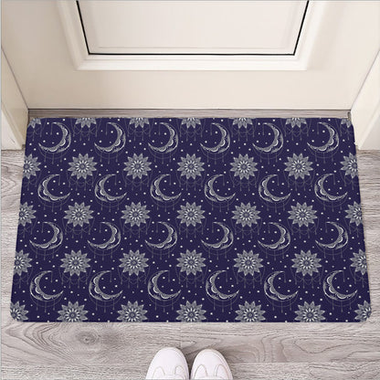 Boho Sun And Moon Pattern Print Rubber Doormat