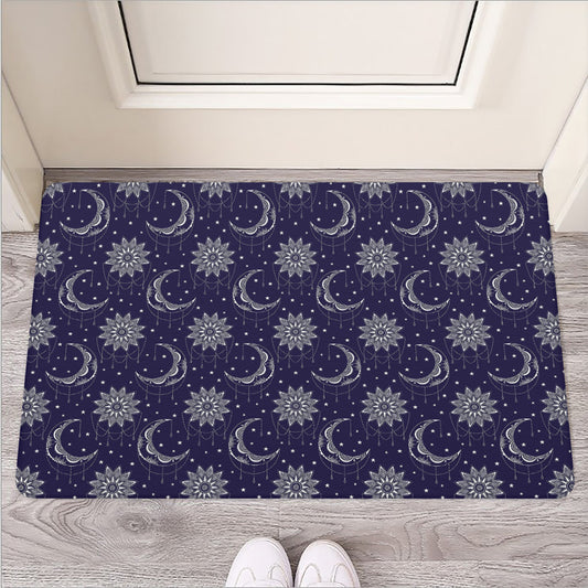 Boho Sun And Moon Pattern Print Rubber Doormat