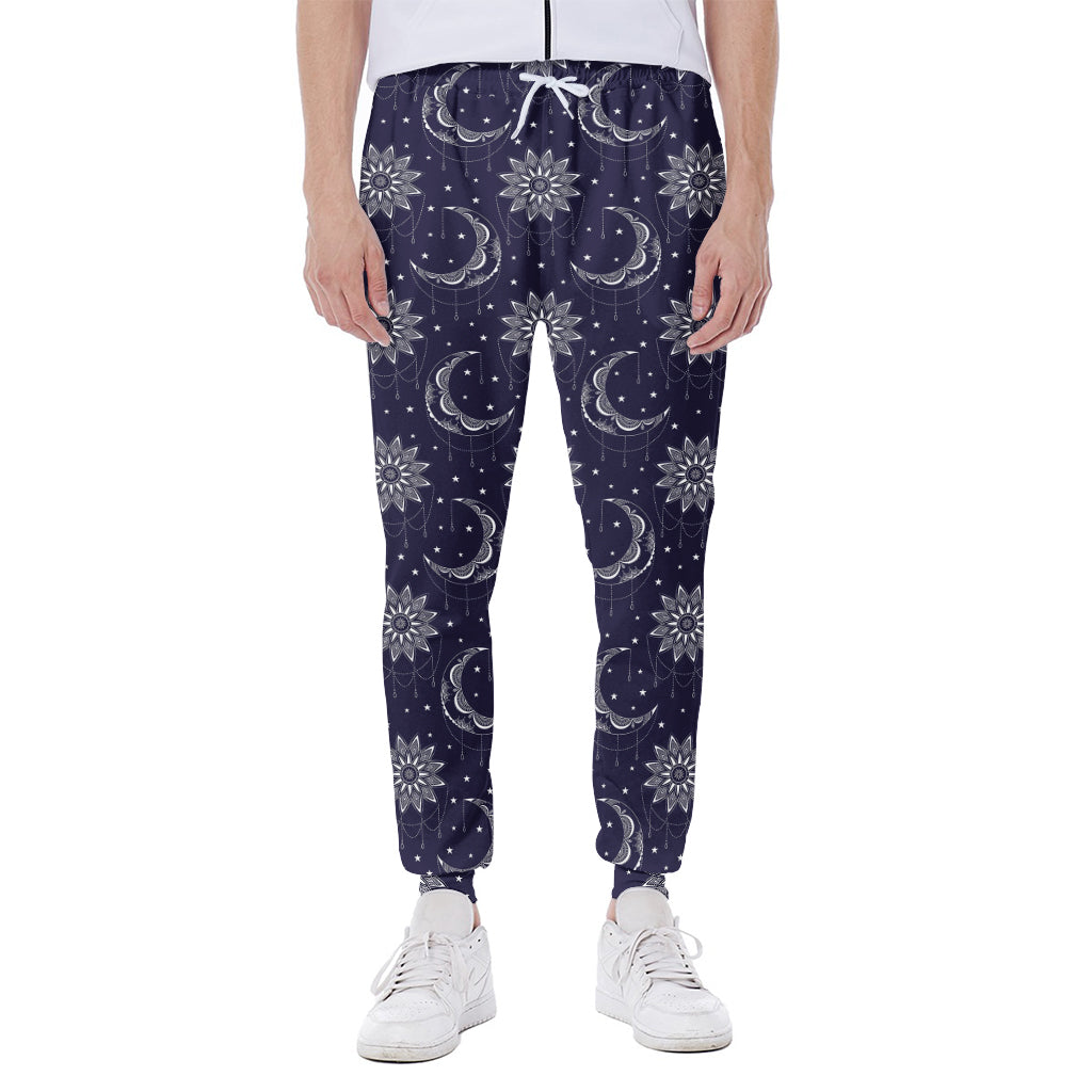 Boho Sun And Moon Pattern Print Scuba Joggers