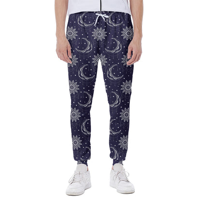 Boho Sun And Moon Pattern Print Scuba Joggers