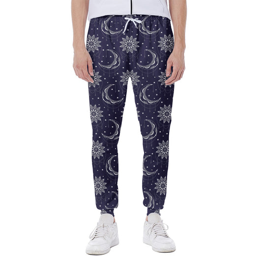 Boho Sun And Moon Pattern Print Scuba Joggers