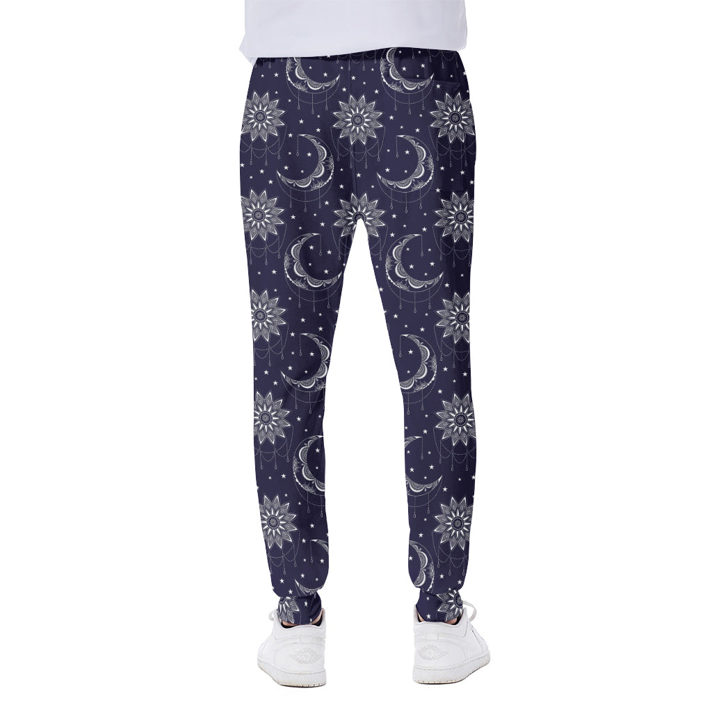 Boho Sun And Moon Pattern Print Scuba Joggers