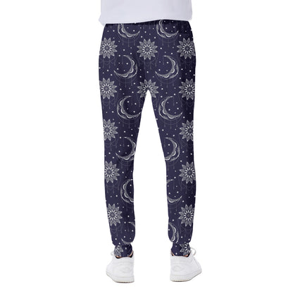 Boho Sun And Moon Pattern Print Scuba Joggers
