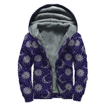 Boho Sun And Moon Pattern Print Sherpa Lined Zip Up Hoodie