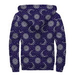 Boho Sun And Moon Pattern Print Sherpa Lined Zip Up Hoodie
