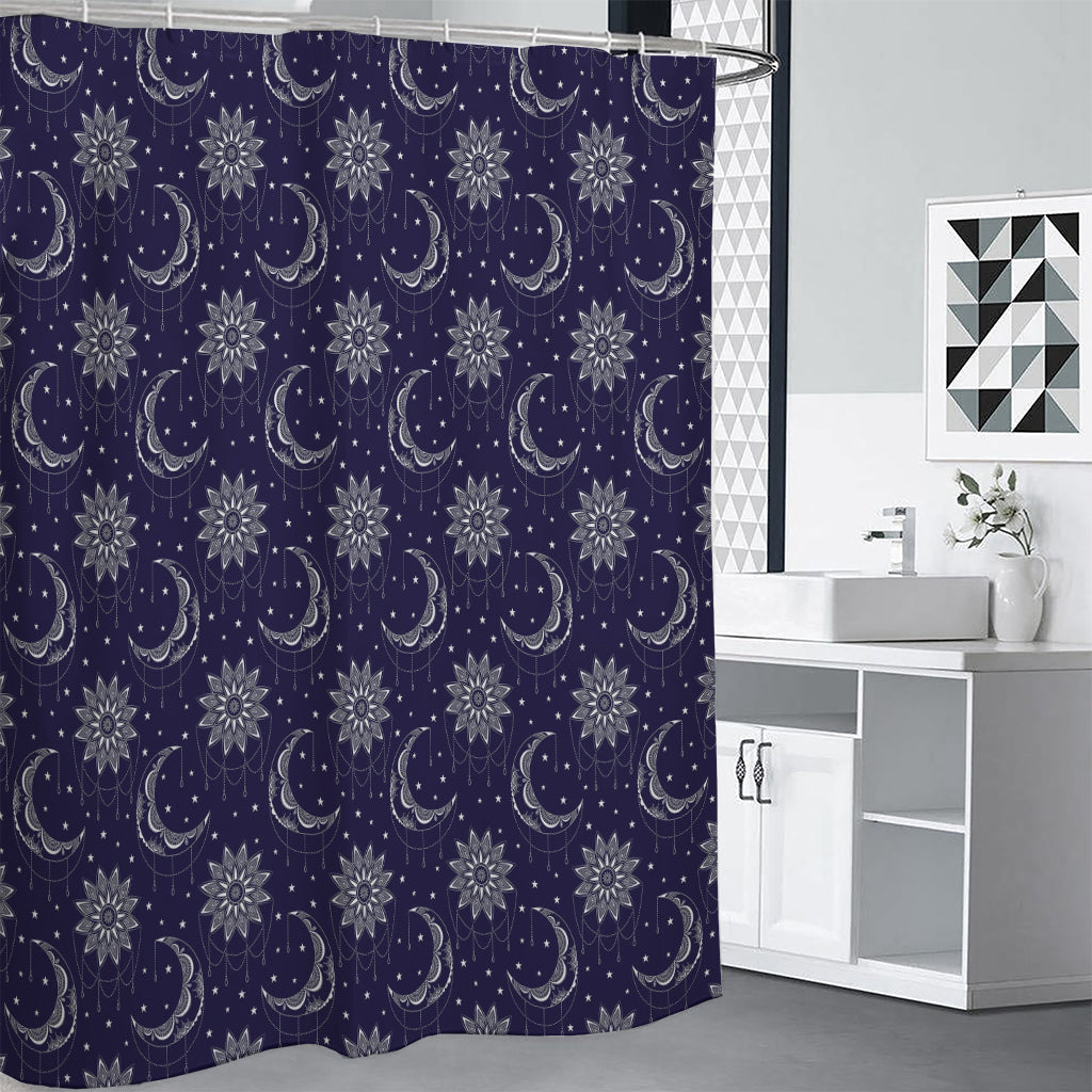 Boho Sun And Moon Pattern Print Shower Curtain