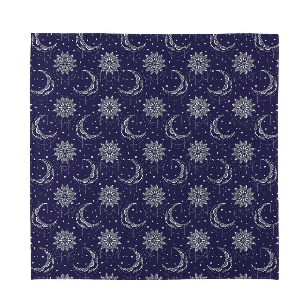 Boho Sun And Moon Pattern Print Silk Bandana