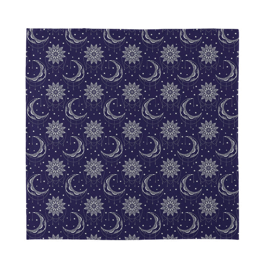 Boho Sun And Moon Pattern Print Silk Bandana