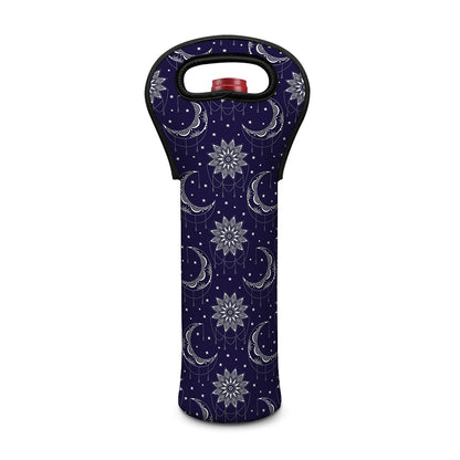Boho Sun And Moon Pattern Print Single Neoprene Wine Tote