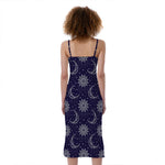 Boho Sun And Moon Pattern Print Slim Fit Midi Cami Dress