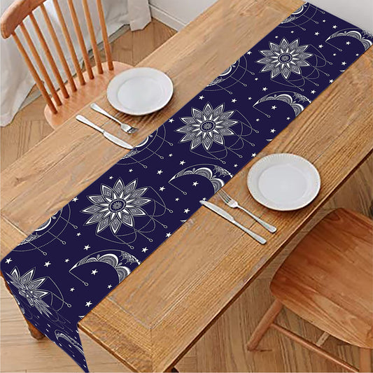 Boho Sun And Moon Pattern Print Table Runner