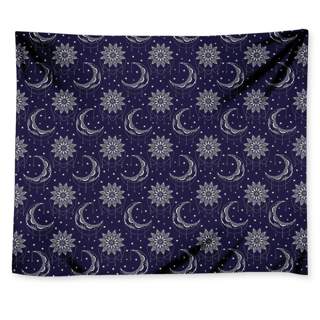 Boho Sun And Moon Pattern Print Tapestry