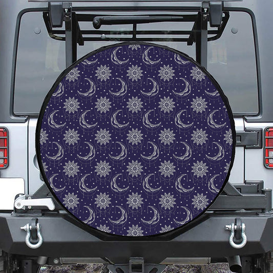 Boho Sun And Moon Pattern Print Tire Cover