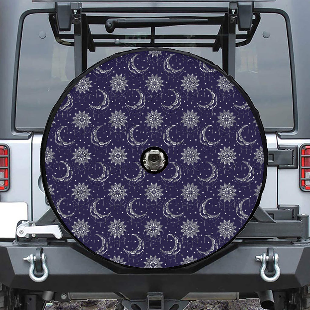Boho Sun And Moon Pattern Print Tire Cover With Camera Hole