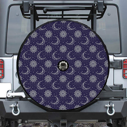 Boho Sun And Moon Pattern Print Tire Cover With Camera Hole