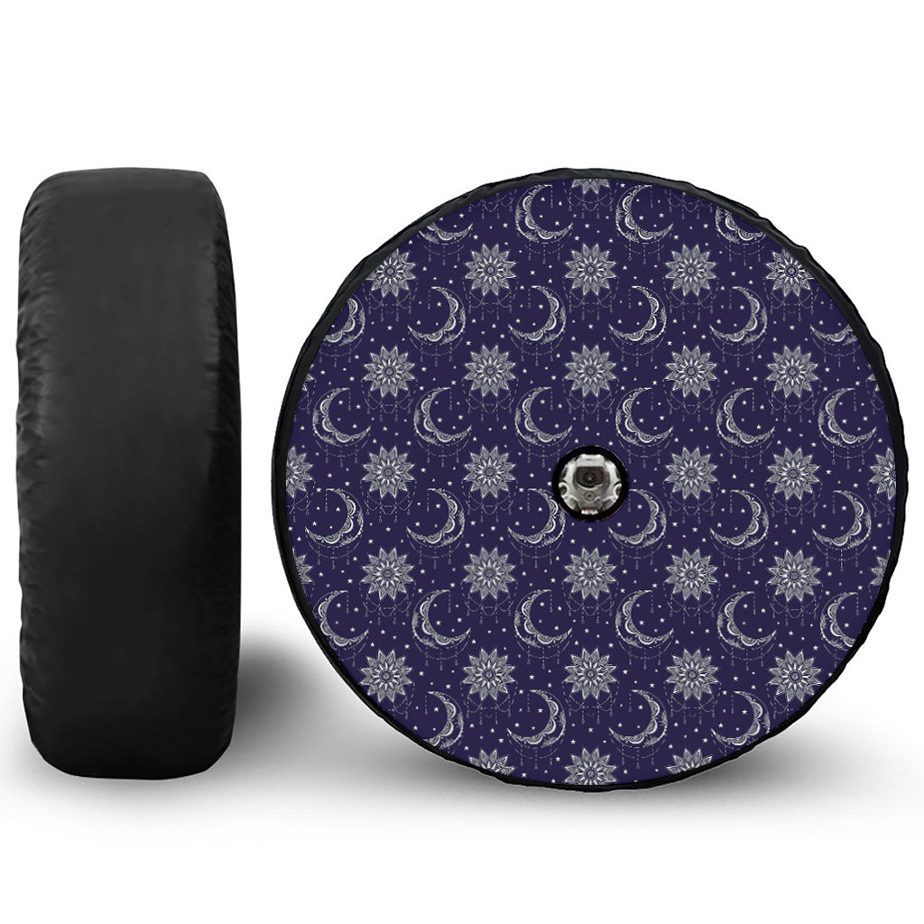 Boho Sun And Moon Pattern Print Tire Cover With Camera Hole