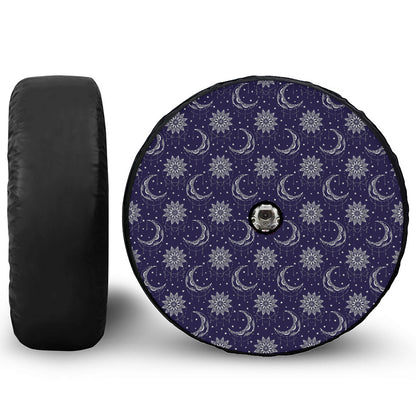 Boho Sun And Moon Pattern Print Tire Cover With Camera Hole