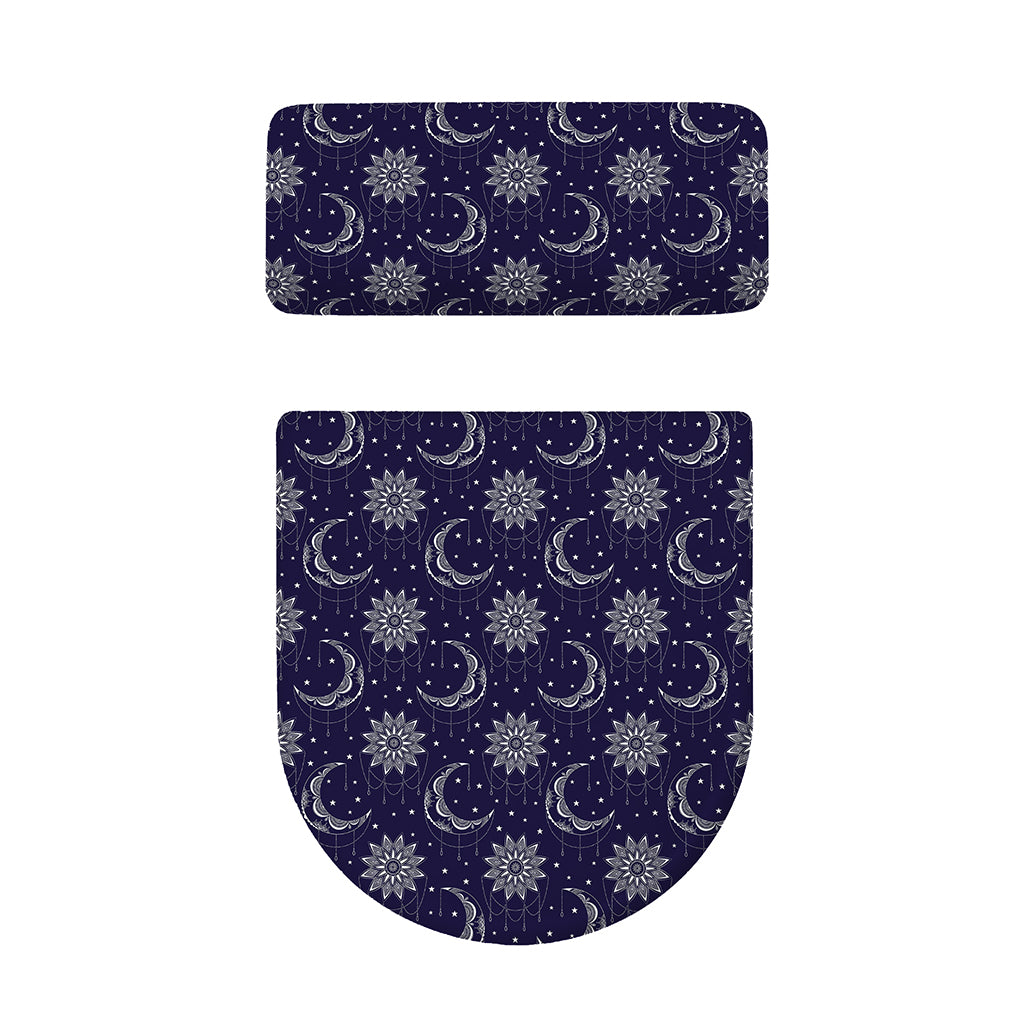 Boho Sun And Moon Pattern Print Toilet Lid And Tank Cover Set