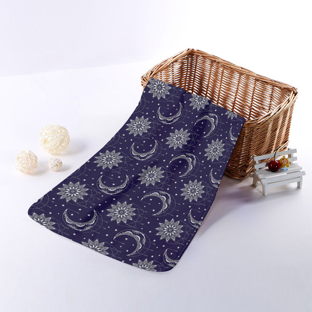 Boho Sun And Moon Pattern Print Towel