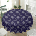 Boho Sun And Moon Pattern Print Waterproof Round Tablecloth