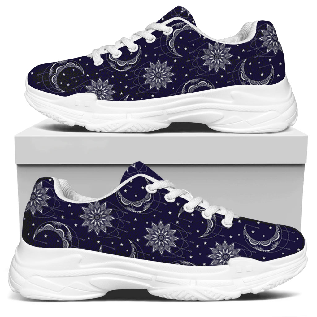 Boho Sun And Moon Pattern Print White Chunky Shoes
